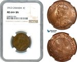 AH536, Canada, George V, 1 Cent 1912, Ottawa Mint, NGC MS64+BN