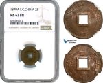 AH593, French Cochin-China, 2 Sapeque 1879 A, Paris Mint, NGC MS63BN