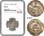 AH594, French Indo-China, 20 Centimes 1901 A, Paris Mint, Silver, NGC MS62
