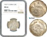 AH596, French Indo-China, 20 Centimes 1937, Paris Mint, Silver, NGC MS64