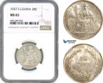 AH597, French Indo-China, 20 Centimes 1937, Paris Mint, Silver, NGC MS65