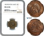 AH619, Haiti, 10 Centimes 1863, Heaton Mint, NGC MS63BN