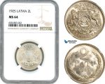 AH679, Latvia, 2 Lati 1925, Silver, NGC MS64
