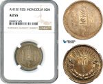 AH698, Mongolia, 50 Mongo AH15 (1925) Leningrad Mint, Silver, NGC AU55