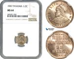 AH728, Panama, 1/2 Centesimo 1907, Philadelphia Mint, NGC MS64