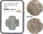 AH799, Spanish Netherlands, Albert & Isabella, 1/4 Patagon 1612-16, Brabant / Brussels Mint, Silver, NGC AU55, Top Pop 1/0