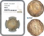 AH814, Thailand, Rama VI, 1 Baht BE2459 (1916) Silver, NGC MS63