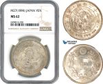 AH885, Japan, Meiji, 1 Yen M27 (1894) Silver, NGC MS62