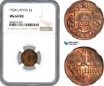 AH886, Latvia, 1 Santims 1924, NGC MS64RB
