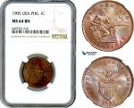 AH905, Philippines (US Administration) 1 Centavo 1905, Philadelphia Mint, NGC MS64BN