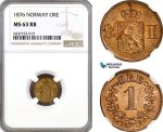 AH94, Norway, Oscar II, 1 Ore 1876, Kongsberg Mint, NGC MS63RB