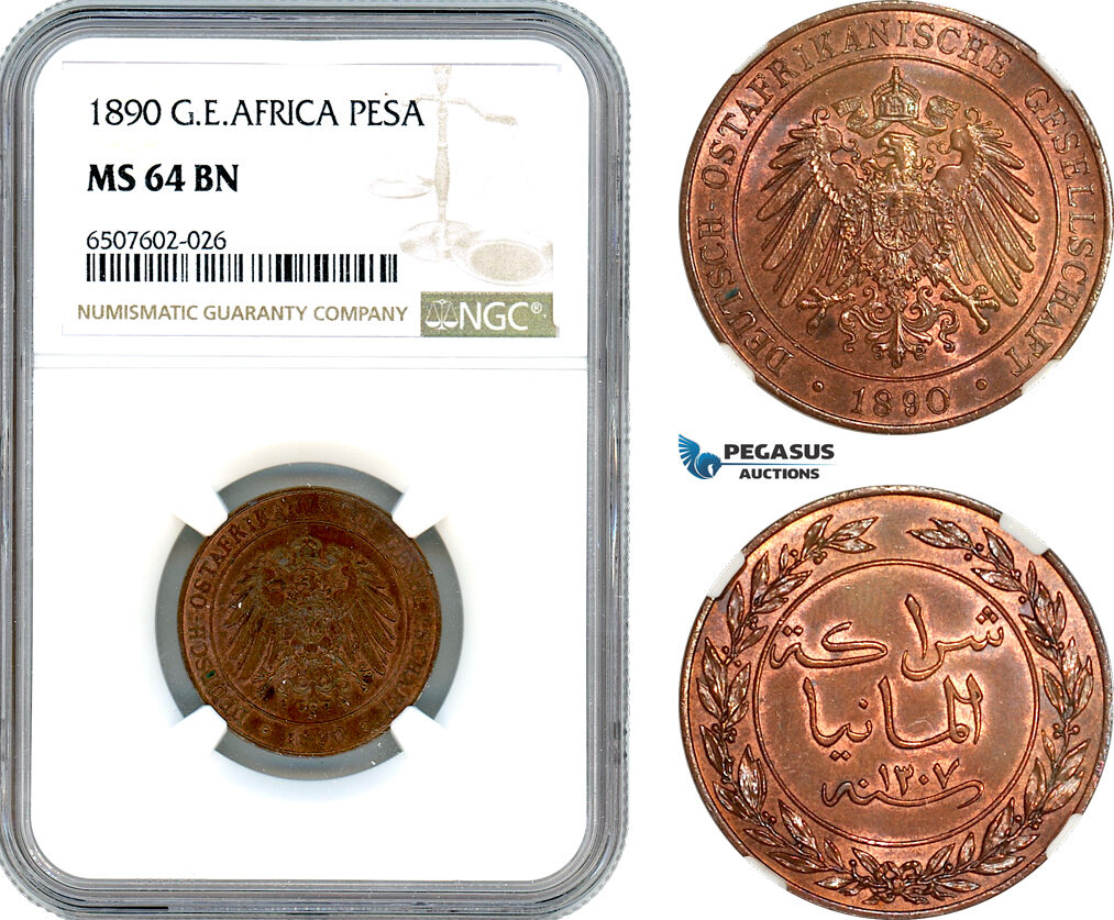 AH960, German East Africa, Pesa 1890, NGC MS64BN