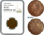 AI120, Serbia, M. Obrenovic III, 5 Para 1868, Medal Alignment, NGC MS62BN