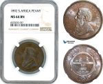 AI122, South Africa (ZAR) 1 Penny 1892, Berlin Mint, NGC MS64BN