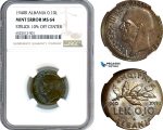 AI202, Albania, Vittorio Emanuele III, 0,10 Lek 1940 R, Rome Mint, NGC MS64, Mint Error Struck 10% Off Center