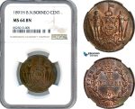 AI211, British North Borneo, 1 Cent 1891 H, Heaton Mint, NGC MS64BN
