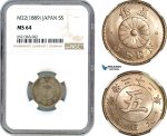 AI259, Japan, Meiji, 5 Sen M22 (1889) Osaka Mint, NGC MS64
