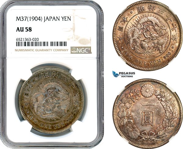 AI260, Japan, Meiji, Yen Yr. 37 (1904) Osaka Mint, Silver, NGC AU58