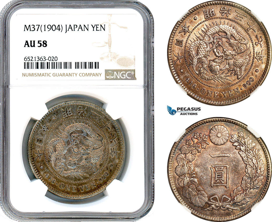 AI260, Japan, Meiji, Yen Yr. 37 (1904) Osaka Mint, Silver, NGC AU58