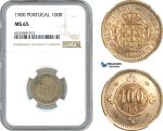 AI363, Portugal, Carlos I, 100 Reis 1900, Lisbon Mint, NGC MS65