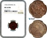 AI431, Estonia, 2 Senti 1934, NGC MS64BN