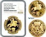 AI481, Netherlands, "Ducaton Restrike" Medal (2 oz) 2022 R, Utrecht Mint, Gold, KM# --, Mintage: 20 pcs, NGC PF69 Ultra Cameo, includes COA+ Original box!