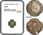 AI507, Mexico, Ferdinand VII, 1/2 Real 1815 Mo JJ, Mexico City Mint, Silver, NGC AU58