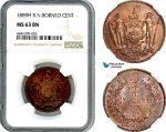 AI513, British North Borneo, 1 Cent 1889 H, Heaton Mint, NGC MS63BN