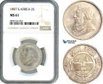 AI534, South Africa (ZAR) 2 Shillings 1897, Pretoria Mint, Silver, NGC MS61