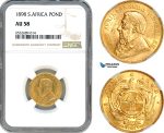 AI535, South Africa (ZAR) 1 Pond 1898, Pretoria Mint, Gold, NGC AU58