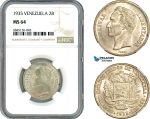 AI536, Venezuela, 2 Bolivares 1935, Philadelphia Mint, Silver, NGC MS64