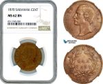 AI538, Sarawak, C. Brooke Rajah, 1 Cent 1870, London Mint, NGC MS62BN