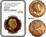 AI542, Denmark, Bronze Medal 1845 by Conradsen, Gustav Friedrich Hetsch, Owl, NGC MS66BN PL