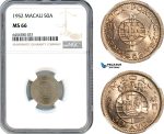 AI557, Macau (Portuguese Colony) 50 Avos 1952, NGC MS66