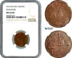AI598, Singapore, Keping AH1247 (1831) NGC MS62BN