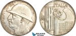 AI647, Italy, Vittorio Emanuele III, 20 Lire 1928 VI R, Rome Mint, 10th Anniversary of the End of World War I, Silver, Scratched, VF-EF