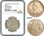 AI668, Thailand, Rama V, 1 Baht ND (1876-1900) Silver, NGC UNC Detalis