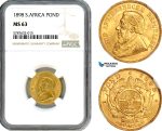 AI687, South Africa (ZAR) 1 Pond 1898, Pretoria Mint, Gold, NGC MS63