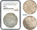 AI688, Spanish Netherlands (Belgium) Brabant/Antwerp, Philip IV, 1 Patagon 1633, Dav-4462, Silver, NGC MS61, Top Pop & Single finest graded!