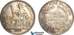 AI700, French Indo-China, 1 Piastre 1909 A, Paris Mint, Silver, Cleaned, AU