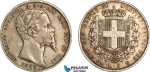 AI701, Italy, Sardinia, Vittorio Emmanuele II, 5 Lire 1852 Anchor P, Genoa Mint, Silver, Toned, VF