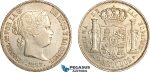 AI713, Spain, Isabella II, 2 Escudos 1867, Madrid Mint, Silver, Cleaned, XF