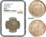 AI777, Mexico, Chihuahua, 50 Centavos 1913, Reeded Edge, Silver, NGC MS62