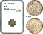 AI837, South Africa (ZAR) 3 Pence 1896, Silver, NGC AU58