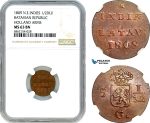 AI874, Netherlands East Indies, Batavian Rep. 1/2 Duit 1809, Holland Arms, NGC MS63BN