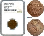 AI875, Netherlands East Indies, Batavian Rep. 1 Duit 1808, Holland Arms, NGC AU58BN