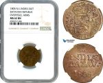 AI876, Netherlands East Indies, Batavian Rep. 1 Duit 1805, Overyssel Arms, NGC MS62BN