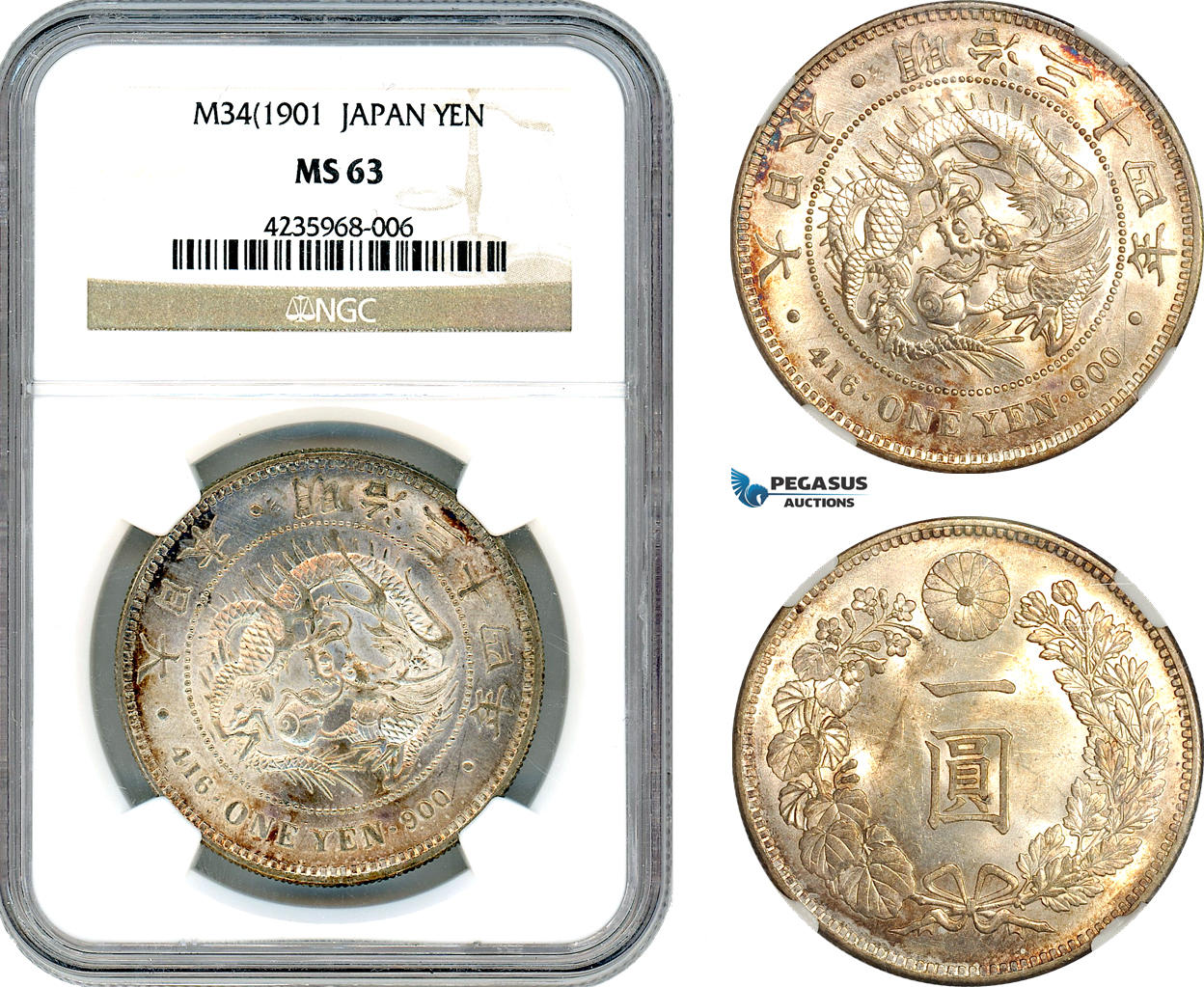 AI939, Japan, Meiji, 1 Yen M34 (1901) Silver, NGC MS63