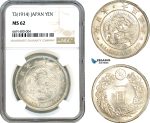 AJ019, Japan, Taisho, 1 Yen T3 (1914) Silver, NGC MS62