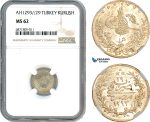 AJ050, Egypt, Ottoman Empire, Abdul Hamid II, 1 Qirsh AH1293//29, Silver, NGC MS62, Slab Error as Turkey